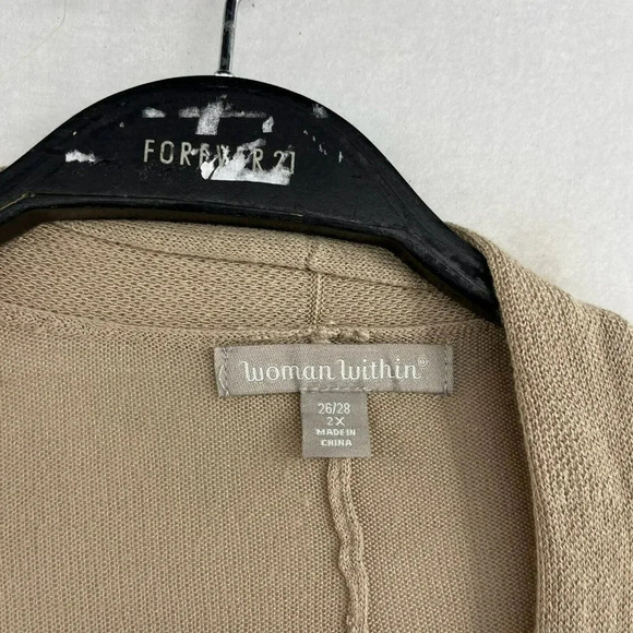 Woman Within Cardigan Women's Sz 2X Brown Open Front Draped Knitted Stretch - Picture 11 of 13